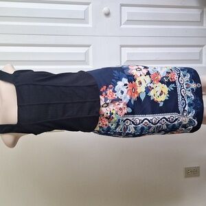 Cato Women's Navy Blue Floral Pencil Skirt Size Small